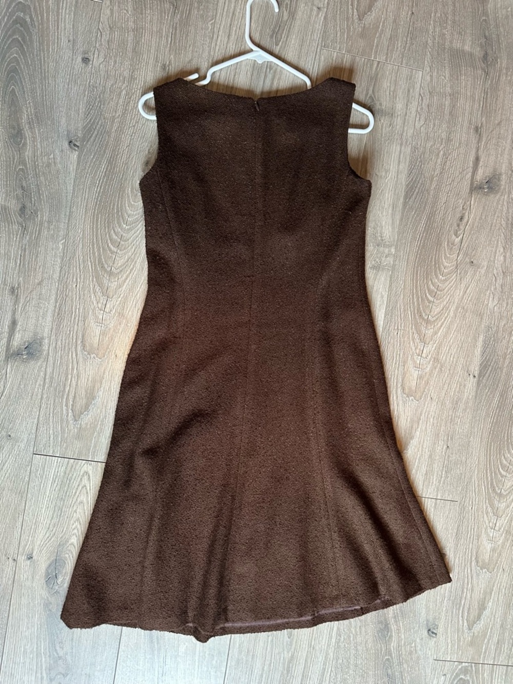 Talbots Petites Chocolate Brown Wool Sleeveless Midi A-Line Dress - Picture 5 of 10